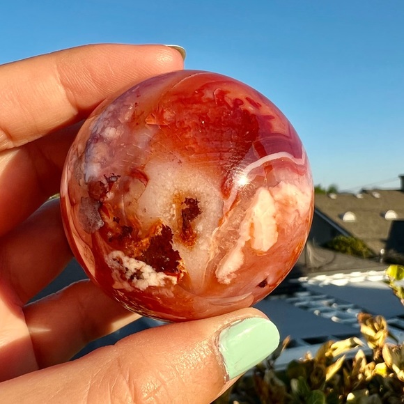 Carnelian Flower Agate Sphere - Picture 5 of 7